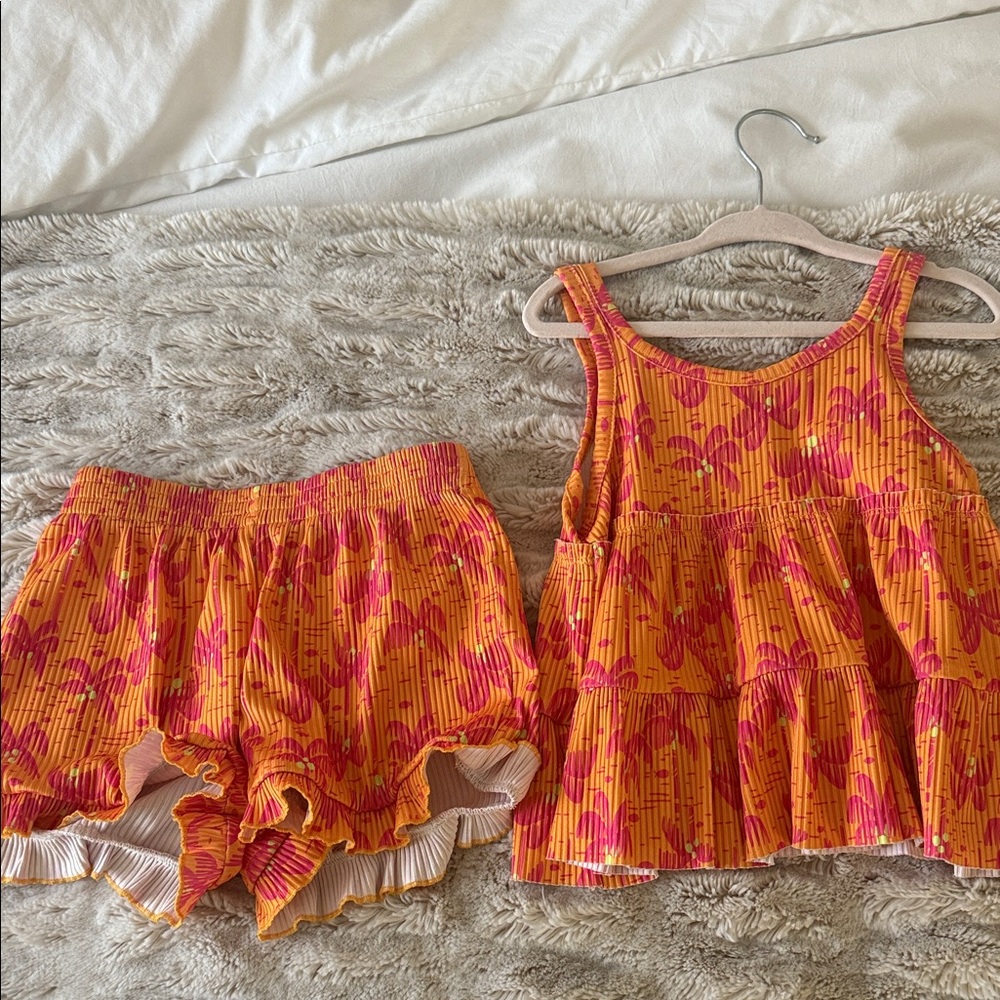 PEEK KIDS Orange and Pink Tank Top and Shorts Set